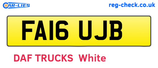 FA16UJB are the vehicle registration plates.