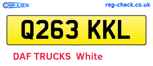 Q263KKL are the vehicle registration plates.