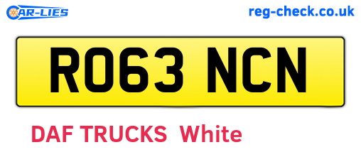 RO63NCN are the vehicle registration plates.