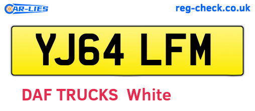 YJ64LFM are the vehicle registration plates.