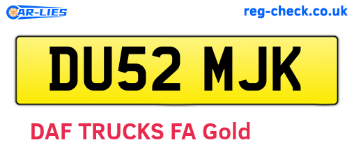 DU52MJK are the vehicle registration plates.
