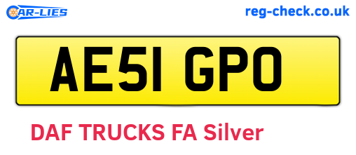 AE51GPO are the vehicle registration plates.