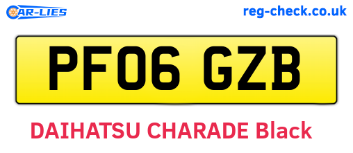 PF06GZB are the vehicle registration plates.