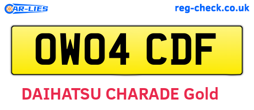 OW04CDF are the vehicle registration plates.