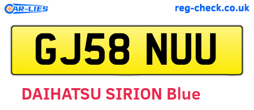 GJ58NUU are the vehicle registration plates.