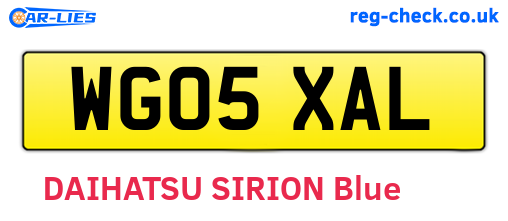 WG05XAL are the vehicle registration plates.