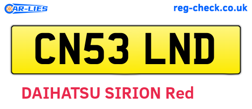 CN53LND are the vehicle registration plates.