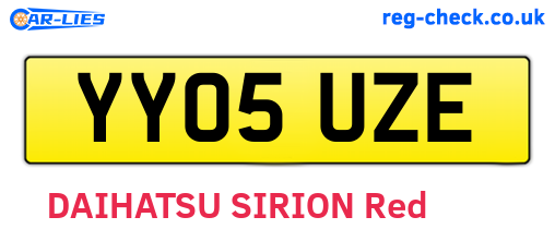 YY05UZE are the vehicle registration plates.