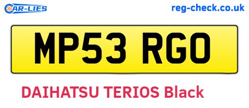 MP53RGO are the vehicle registration plates.