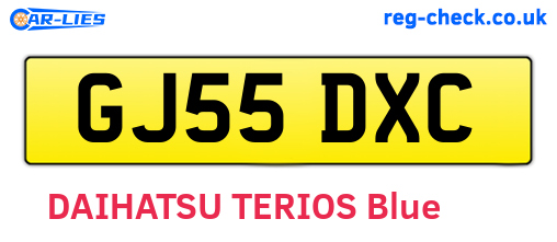 GJ55DXC are the vehicle registration plates.