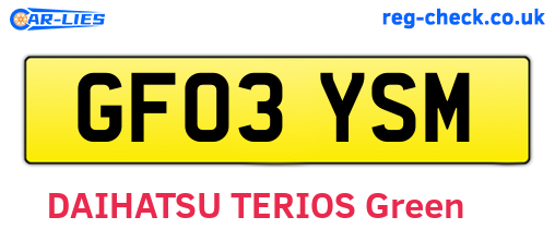 GF03YSM are the vehicle registration plates.