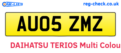 AU05ZMZ are the vehicle registration plates.