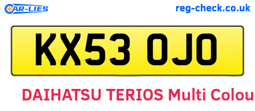 KX53OJO are the vehicle registration plates.