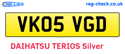 VK05VGD are the vehicle registration plates.