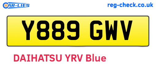 Y889GWV are the vehicle registration plates.