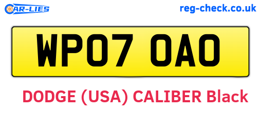 WP07OAO are the vehicle registration plates.