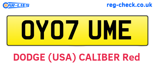 OY07UME are the vehicle registration plates.