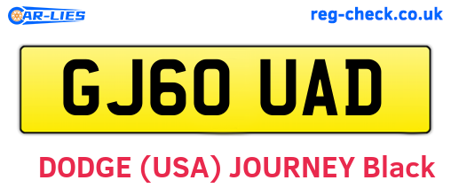 GJ60UAD are the vehicle registration plates.