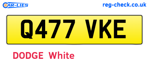 Q477VKE are the vehicle registration plates.