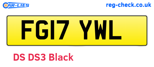 FG17YWL are the vehicle registration plates.