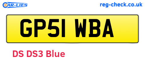 GP51WBA are the vehicle registration plates.