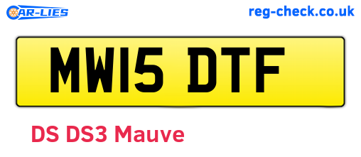 MW15DTF are the vehicle registration plates.