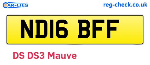 ND16BFF are the vehicle registration plates.