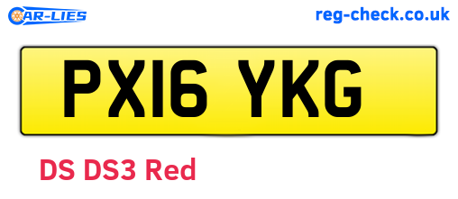 PX16YKG are the vehicle registration plates.