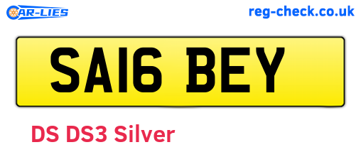SA16BEY are the vehicle registration plates.