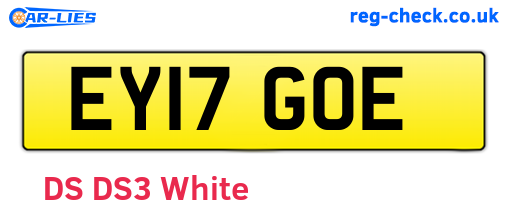 EY17GOE are the vehicle registration plates.