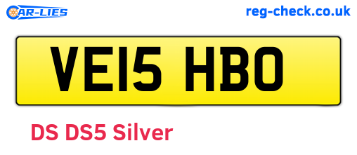 VE15HBO are the vehicle registration plates.