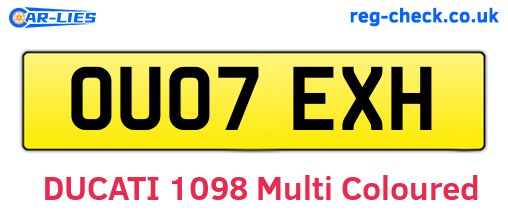 OU07EXH are the vehicle registration plates.
