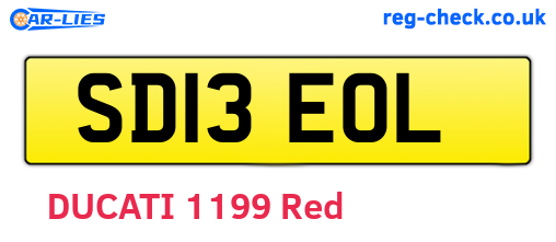 SD13EOL are the vehicle registration plates.