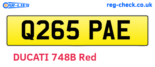 Q265PAE are the vehicle registration plates.