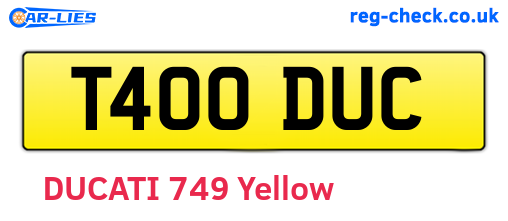 T400DUC are the vehicle registration plates.