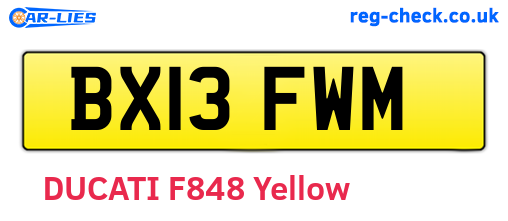BX13FWM are the vehicle registration plates.