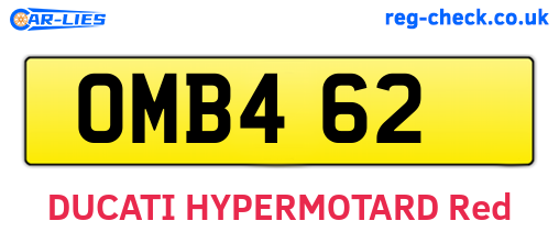 OMB462 are the vehicle registration plates.