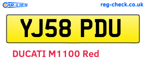 YJ58PDU are the vehicle registration plates.