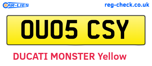 OU05CSY are the vehicle registration plates.