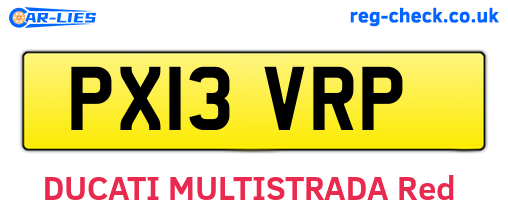 PX13VRP are the vehicle registration plates.