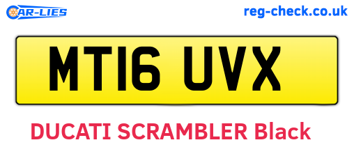 MT16UVX are the vehicle registration plates.