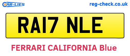 RA17NLE are the vehicle registration plates.