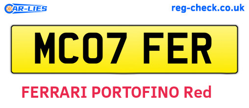 MC07FER are the vehicle registration plates.