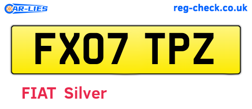 FX07TPZ are the vehicle registration plates.