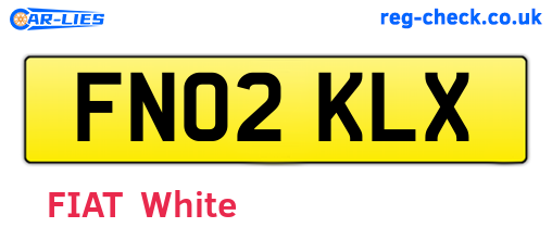 FN02KLX are the vehicle registration plates.
