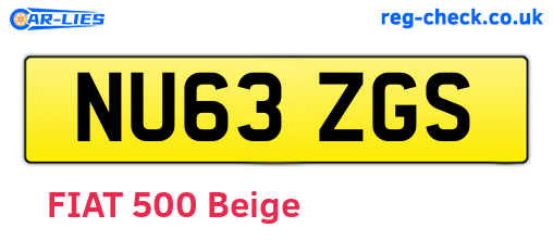 NU63ZGS are the vehicle registration plates.