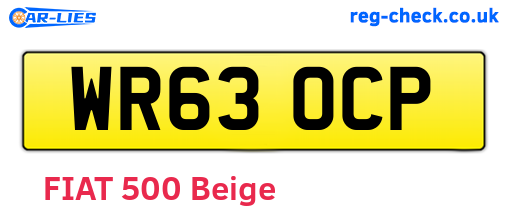 WR63OCP are the vehicle registration plates.