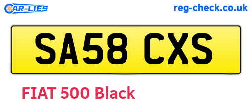 SA58CXS are the vehicle registration plates.