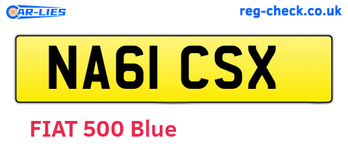 NA61CSX are the vehicle registration plates.
