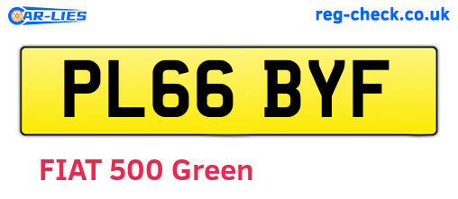PL66BYF are the vehicle registration plates.